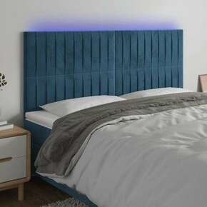 Shumee LED posteljno vzglavje temno modro 200x5x118/128 cm žamet