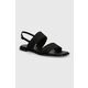Sandali Calvin Klein FLAT SANDAL HE ženski, črna barva, HW0HW01990 - črna. Sandali iz kolekcije Calvin Klein. Model je izdelan iz kombinacije tekstilnega materiala in naravnega usnja. Model z mehkim, oblikovanim vložkom zagotavlja udobje.