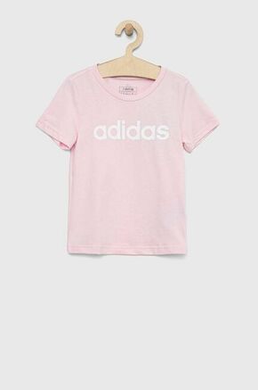 Otroška bombažna kratka majica adidas G LIN roza barva - roza. Otroška kratka majica iz kolekcije adidas. Model izdelan iz pletenine s potiskom.
