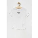 Otroška bombažna kratka majica Tommy Hilfiger bela barva - bela. Otroški kratka majica iz kolekcije Tommy Hilfiger. Model izdelan iz tanke, elastične pletenine.