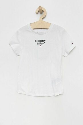 Otroška bombažna kratka majica Tommy Hilfiger bela barva - bela. Otroški kratka majica iz kolekcije Tommy Hilfiger. Model izdelan iz tanke
