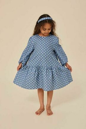 Otroška bombažna obleka Konges Sløjd - modra. Otroški obleka iz kolekcije Konges Sløjd. Model izdelan iz vzorčaste tkanine.