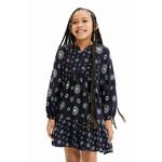 Otroška obleka Desigual 23WGVW05 DRESS LONG SLEEVE črna barva - črna. Otroška obleka iz kolekcije Desigual. Nabran model, izdelan iz vzorčastega materiala.