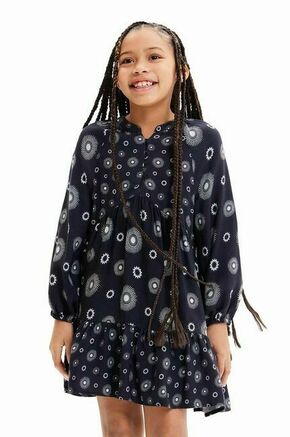 Otroška obleka Desigual 23WGVW05 DRESS LONG SLEEVE črna barva - črna. Otroška obleka iz kolekcije Desigual. Nabran model