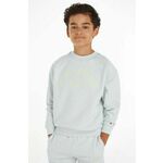 Otroški bombažen pulover Tommy Hilfiger - modra. Otroški pulover s kapuco iz kolekcije Tommy Hilfiger. Model izdelan iz pletenine s potiskom.