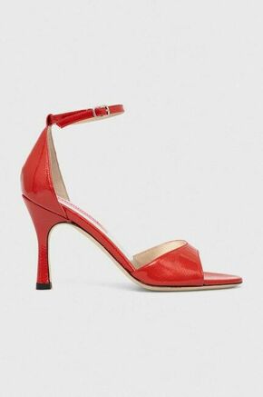 Usnjeni sandali Custommade Ashley Glittery Lacquer rdeča barva