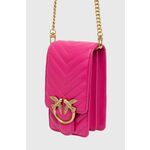 Usnjena torbica Pinko roza barva - roza. Majhna torba za plažo iz kolekcije Pinko. Model na zapenjanje, izdelan iz naravnega usnja.