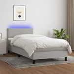 shumee Box spring postelja z vzmetnico LED svetlo siva 90x200 cm blago