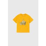 Otroška bombažna majica Mayoral rumena barva - rumena. Kratka majica za dojenčka iz kolekcije Mayoral. Model izdelan iz pletenine s potiskom.