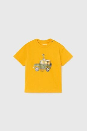 Otroška bombažna majica Mayoral rumena barva - rumena. Kratka majica za dojenčka iz kolekcije Mayoral. Model izdelan iz pletenine s potiskom.