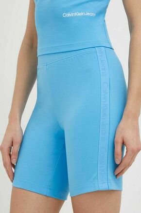 Kratke hlače Calvin Klein Jeans ženski - modra. Kratke hlače iz kolekcije Calvin Klein Jeans. Model izdelan iz prožnega materiala