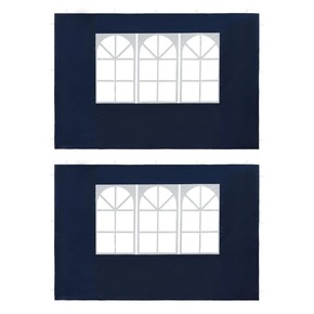 VidaXL Stranice za šotor za zabave 2 kosa z okni PE modre barve
