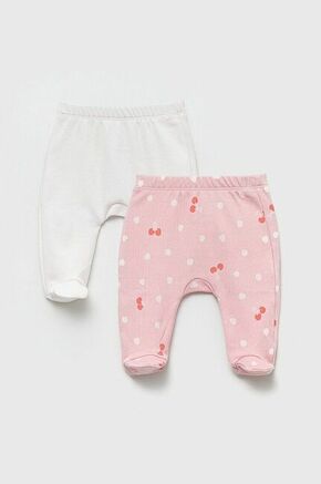 Hlače s stopalkami za dojenčka United Colors of Benetton 2-pack - roza. Pižama za dojenčka iz kolekcije United Colors of Benetton. Model izdelan iz mehke pletenine. Nežen material