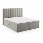 Siva boxspring postelja s prostorom za shranjevanje 180x200 cm Gina – Milo Casa