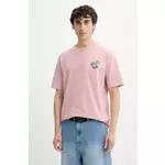 Bombažna kratka majica Desigual ROSA moška, roza barva, 25SMTK21 - roza. Kratka majica iz kolekcije Desigual, izdelana iz tanke, rahlo elastične pletenine. Model iz izjemno udobne bombažne tkanine.
