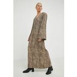 Obleka By Malene Birger rjava barva - rjava. Obleka iz kolekcije By Malene Birger. Nabran model, izdelan iz vzorčaste tkanine.