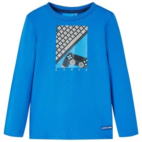 VidaXL Otroška majica z dolgimi rokavi kobaltno modra 116