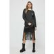 Bombažen pulover Karl Lagerfeld ženska, črna barva - črna. Pulover iz kolekcije Karl Lagerfeld, izdelan iz vzorčaste pletenine. Model iz izjemno udobne bombažne tkanine.