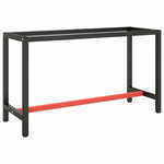 Greatstore Okvir za delovno mizo mat črn in mat rdeč 140x50x79 cm kovinski