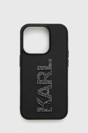 Etui za telefon Karl Lagerfeld iPhone 15 Pro 6.1 črna barva - črna. Etui za iPhone iz kolekcije Karl Lagerfeld. Model izdelan iz materiala z nalepko.