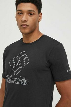 Športna kratka majica Columbia Pacific Crossing II črna barva - črna. Športna kratka majica iz kolekcije Columbia. Model izdelan iz materiala