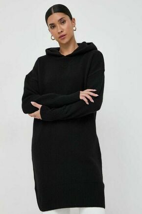 Volnena obleka BOSS črna barva - črna. Obleka iz kolekcije BOSS. Model izdelan iz elastične pletenine. Zaradi svoje visoke termoregulacijske sposobnosti vam volna pomaga ohranjati toploto