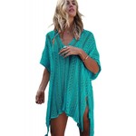 Mint Crochet Knitted Tassel Tie Kimono Beachwear 28345