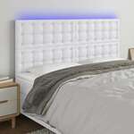 Greatstore LED posteljno vzglavje belo 180x5x118/128 cm umetno usnje