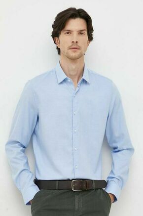 Bombažna srajca Calvin Klein moška - modra. Srajca iz kolekcije Calvin Klein