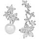 JwL Luxury Pearls Asimetrični uhani - dvojni uhani s pravim belim biserjem in uhani s cirkoni JL0260 srebro 925/1000