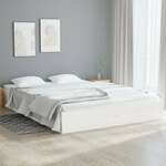 Greatstore Okvir za posteljo, bel, masivni les, 135x190 cm, dvoposteljna
