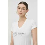 Kratka majica Armani Exchange ženski, bela barva - bela. Kratka majica iz kolekcije Armani Exchange. Model izdelan iz tanke, elastične pletenine.