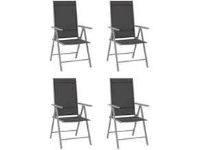 VIDAXL zložljivi vrtni stoli 4 kosi tekstil črni