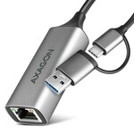 AXAGON ADE-TXCA, USB-C + USB-A 3.2 Gen 1 - Gigabitna Ethernet omrežna kartica, Asix AX88179, samodejna namestitev