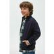 Otroški pulover Mayoral - modra. Otroški pulover iz kolekcije Mayoral. Model z zapenjanjem na zadrgo, izdelan iz pletenine s potiskom.