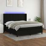 Box spring postelja z vzmetnico LED črna 180x200 cm blago - vidaXL - črna - 180 x 200 cm - vidaXL