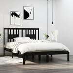 shumee Okvir za posteljo, črn, masivni les, 120x190 cm, dvojni