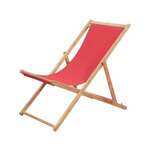 VIDAXL Zložljiv stol za na plažo blago in lesen okvir rdeče barve