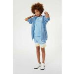 Otroška jakna Dkny - modra. Otroški jakna iz kolekcije Dkny. Nepodložen model, izdelan iz gladkega materiala.