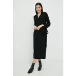 Obleka Sisley črna barva, - črna. Obleka iz kolekcije Sisley. Teliran model izdelan iz enobarvne tkanine. Lahek material, namenjen za toplejše letne čase.