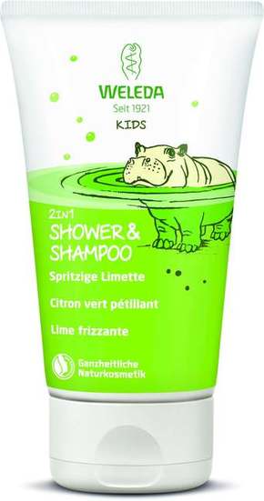 Weleda Kids Lively Lime 2in1 krema za prhanje in šampon 2v1 z vonjem limete 150 ml za otroke