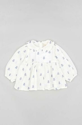 Bombažna majica za dojenčka zippy bela barva - bela. Majica za dojenčka iz kolekcije zippy. Model izdelan iz vzorčaste tkanine.