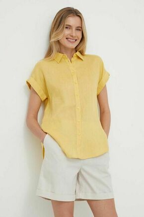 Lanena srajca Lauren Ralph Lauren rumena barva - rumena. Srajca iz kolekcije Lauren Ralph Lauren