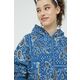 Bombažen pulover HUGO ženska, s kapuco - modra. Mikica s kapuco iz kolekcije HUGO. Model izdelan iz udobne, rahlo elastične tkanine. Visokokakovosten material, izdelan v skladu z načeli trajnostnega razvoja.
