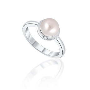JwL Luxury Pearls Nežen srebrn prstan s pravim belim biserom JL0677 (Obseg 54 mm) srebro 925/1000