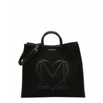 Torbica Love Moschino črna barva - črna. Velika torbica iz kolekcije Love Moschino. Model na zapenjanje, izdelan iz kombinacije tekstilnega materiala in ekološkega usnja.