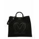 Torbica Love Moschino črna barva - črna. Velika torbica iz kolekcije Love Moschino. Model na zapenjanje, izdelan iz kombinacije tekstilnega materiala in ekološkega usnja.