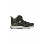 Otroški zimski škornji Geox zelena barva - zelena. Zimski čevlji iz kolekcije Geox. Nepodloženi model izdelan iz kombinacije naravnega usnja, tekstilnega materiala in sintetičnega materiala.