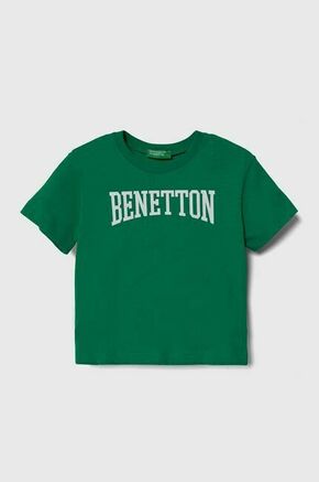 Otroška bombažna kratka majica United Colors of Benetton zelena barva - zelena. Otroške kratka majica iz kolekcije United Colors of Benetton