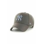 Bombažna bejzbolska kapa 47 brand MLB New York Yankees siva barva, BCPTN-SUMVP17WBP-GH01 - siva. Kapa s šiltom vrste baseball iz kolekcije 47 brand. Model izdelan iz pletenine z nalepko.